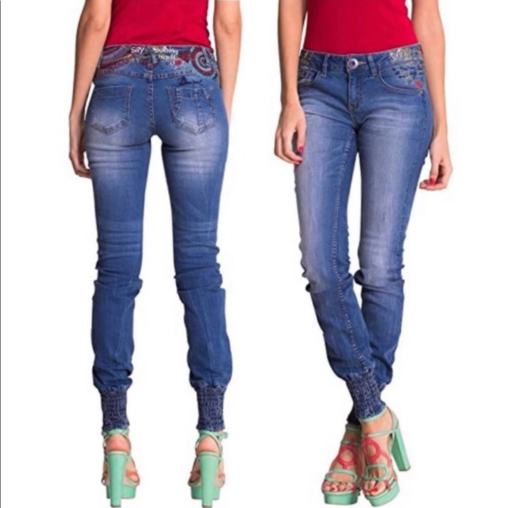 Desigual 80’s Vibe Embroidered Jogger Style Jeans